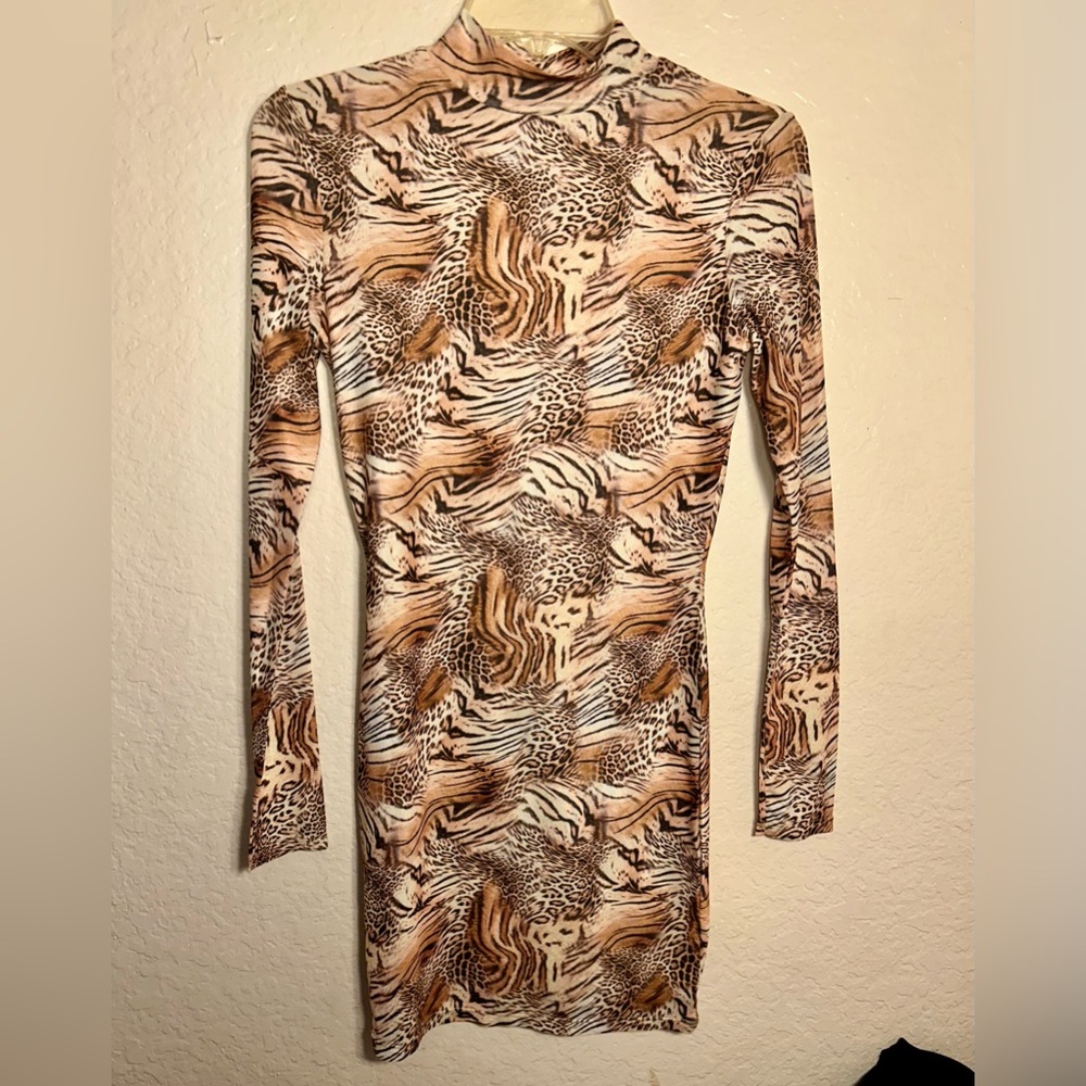FASHION NOVA LEOPARD MESH DRESS
